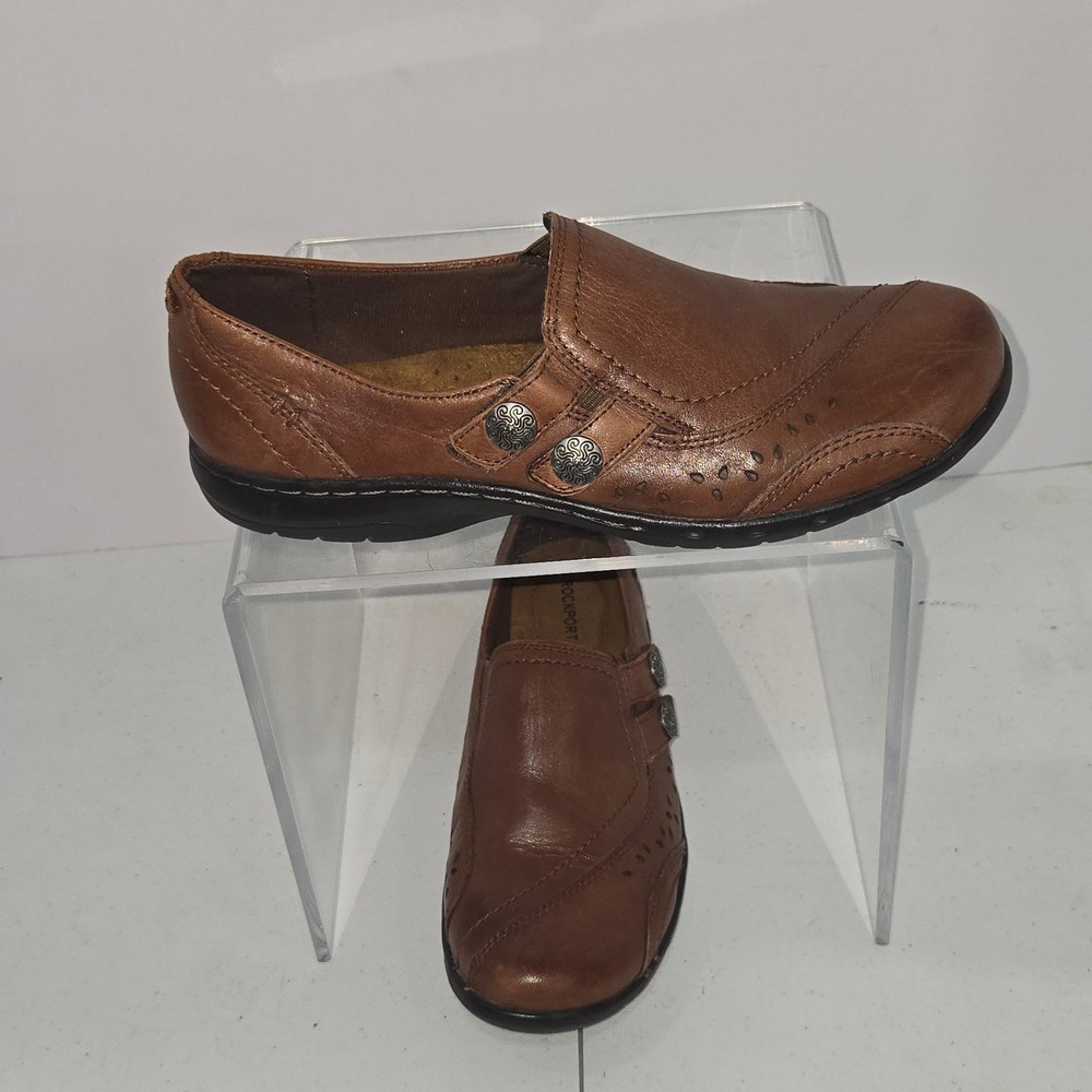 Rockport Cobb Hill Women 7.5M Brown Leather Loafers CAG34TN Slip On Shoes AC932
